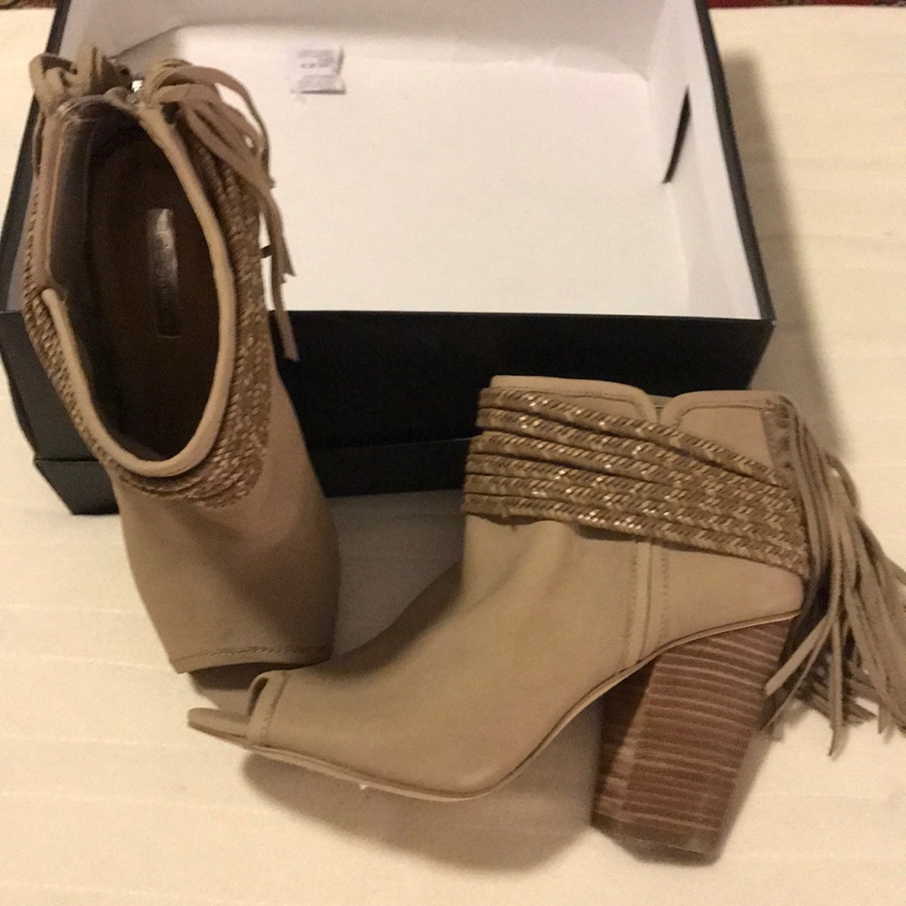 BCBG generation leather fringe bootie
